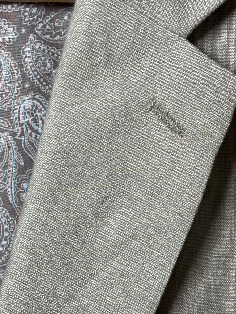 Lauren Ralph Lauren Men’s Linen Blend Sport Coat Blazer Beige Paisley Lining